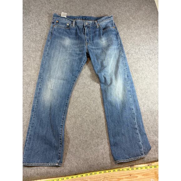 Levis 504 Straight Jeans Mens Size 35x28 Blue Denim Faded Streetwear Red Tab - Picture 4 of 9
